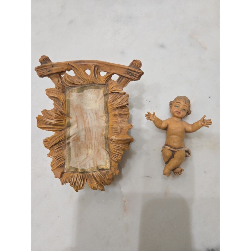 Vintage Fontanini Italy Removable Baby Jesus & Crib Manger Set Nativity Figurine - Picture 2 of 6